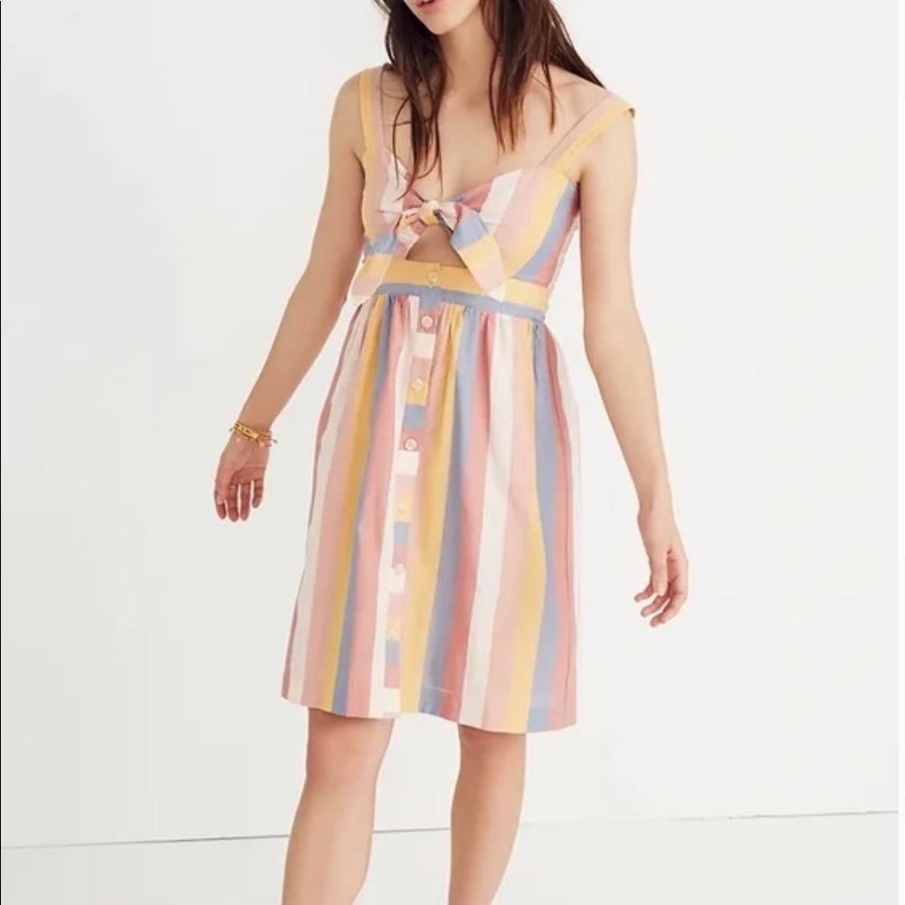 Madewell NWT Colorful Cut-out Striped Dress 00